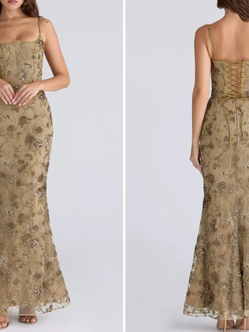 House of CB Naima Dress - Olive Bronze NWT - Picture 7 of 7